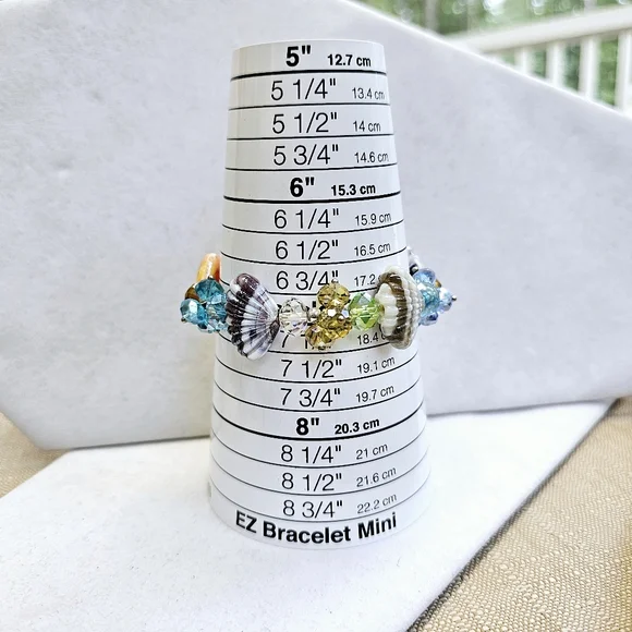 Glass Bead Seashell Bracelet Stretchy - Picture 13 of 15